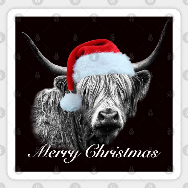 Christmas Highland Cow Portrait Sticker by Jane Braat